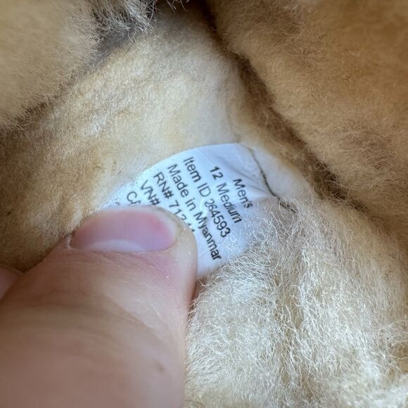 S LL Bean Wicked Good Men Sz 12 M Brown Moccasins Sheepskin Suede Shearling - Picture 7 of 7